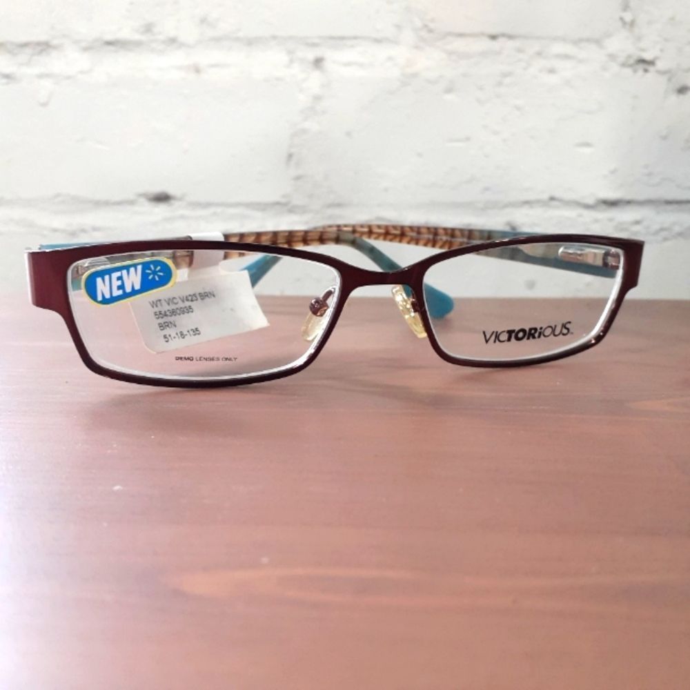 NEW Victorious, eyeglass frame, Prescription-ready Blue/Brown glasses, 51-18-135 - Picture 6 of 7